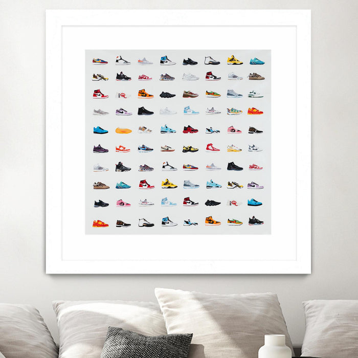 Œuvre d’art murale encadrée blanche et mate « Life Is Short Buy The Shoes » 36 x 36