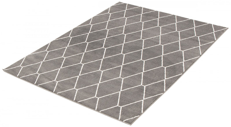 Carpette August gris foncéblanc 6 pi 7 po x 9 pi 6 po