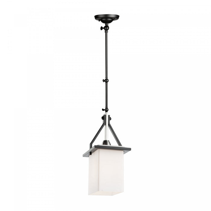 Luminaire suspendu de style applique murale rectangulaire Brydon noir et nickel brossé à 1 ampoule