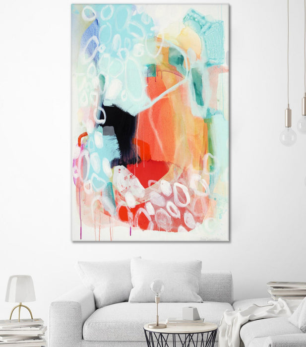 Œuvre d’art murale Giant Art « Cherry Creamsicle Love » 72 x 48