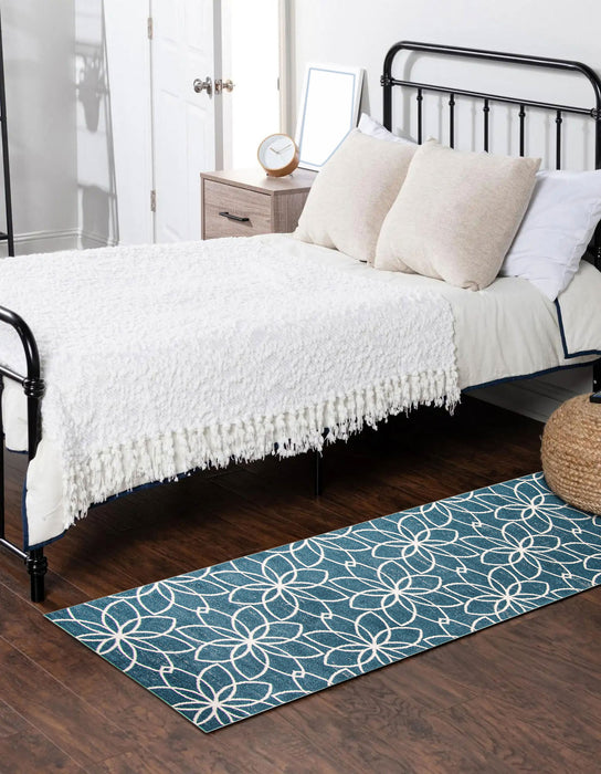 Carpette Terali turquoise lavable à la machine - 2 pi 6 po x 8 pi 0 po