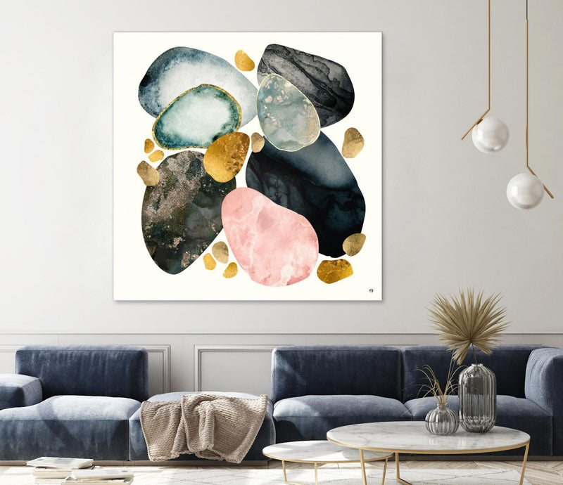 Œuvre d’art murale Giant Art « Pebble Abstract » 54 x 54