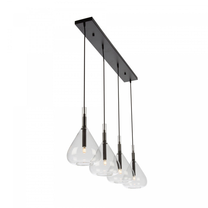 Luminaire suspendu Conic noir à 4 ampoules