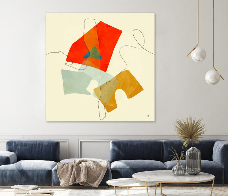 Œuvre d’art murale Giant Art « Mid Century Geometric » 72 x 72