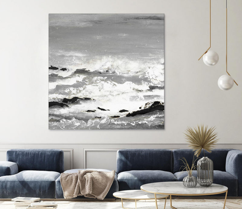 Œuvre d’art murale Giant Art « Rocks And Waves » 72 x 72