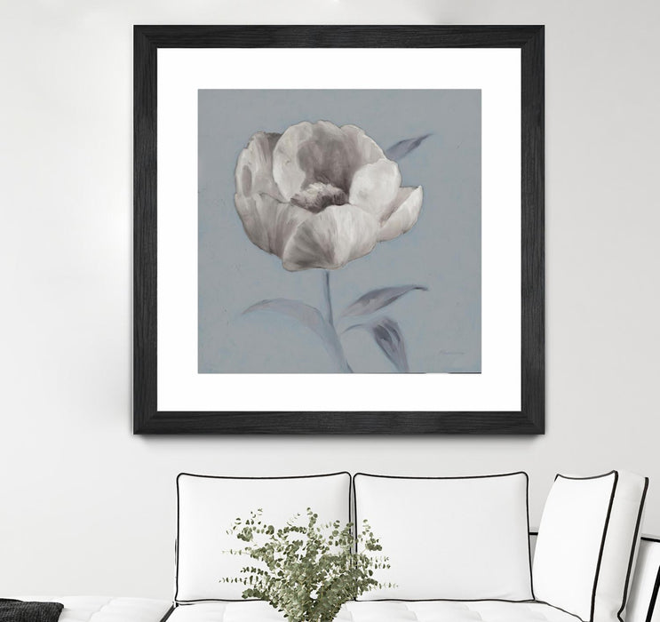 Œuvre d’art murale encadrée noire et mate « Floral Symposium I » 30 x 30