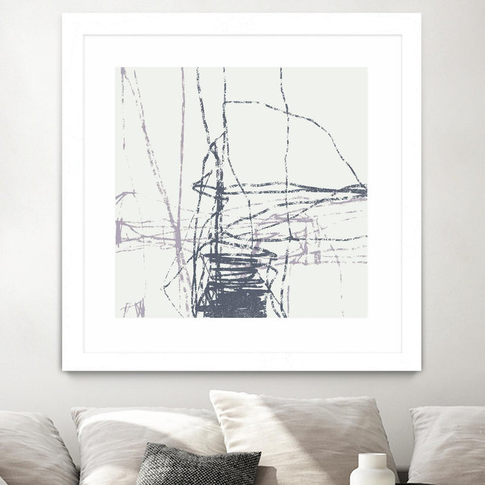 Œuvre d’art murale encadrée blanche et mate « Chalk Doodles G » 30 x 30