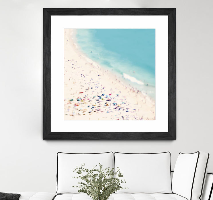 Œuvre d’art murale encadrée noire et mate « Beach Love » 30 x 30