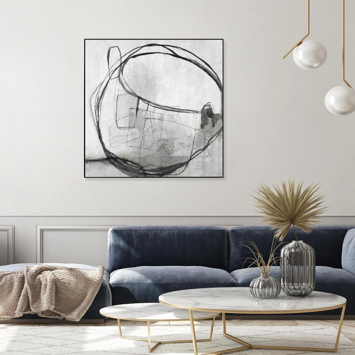 Œuvre d’art murale sur toile encadrée noire « Lucent Sphere » 20 x 20
