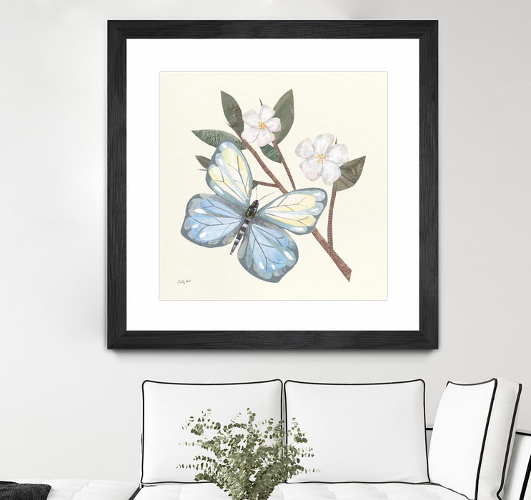 Œuvre d’art murale encadrée noire et mate « In The Garden Butterfly » 36 x 36