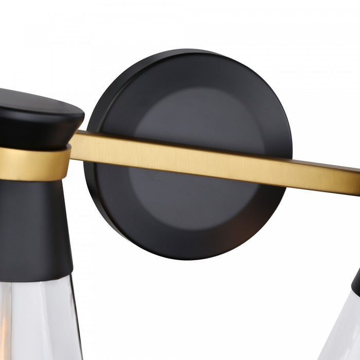 Éclairage au-dessus du meuble-lavabo Kanata noir et laiton brossé à 4 ampoules