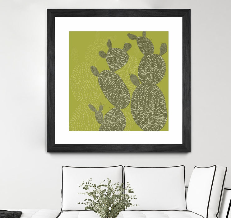 Œuvre d’art murale encadrée noire et mate « Opuntia Ii » 36 x 36