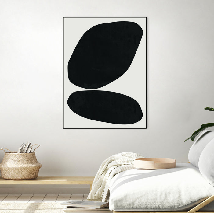 Œuvre d'art murale sur toile encadrée noire « Black Abstract Ii » 30 x 40