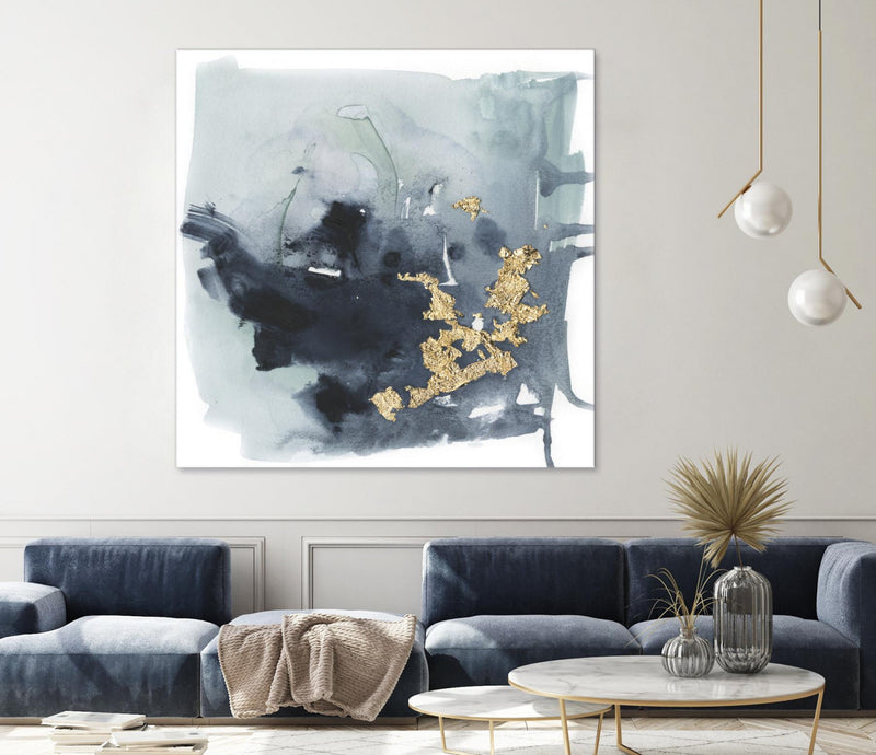 Œuvre d’art murale Giant Art « Cerulean & Gold I » 72 x 72