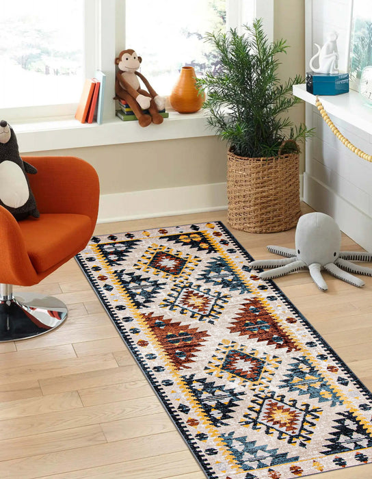 Carpette Mosaic taupe et cuivre lavable à la machine - 2 pi 6 po x 8 pi 0 po