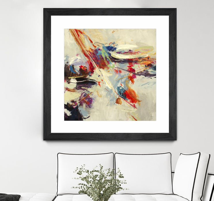 Œuvre d’art murale encadrée noire et mate « Positive Energy I » 30 x 30