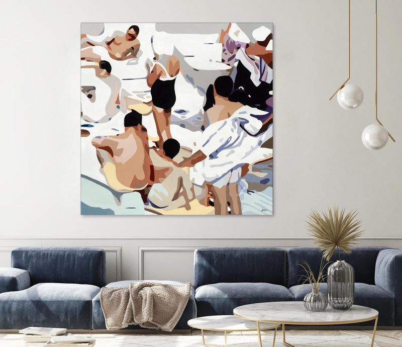 Œuvre d’art murale Giant Art « Tammy & Greg's Pool Party » 72 x 72