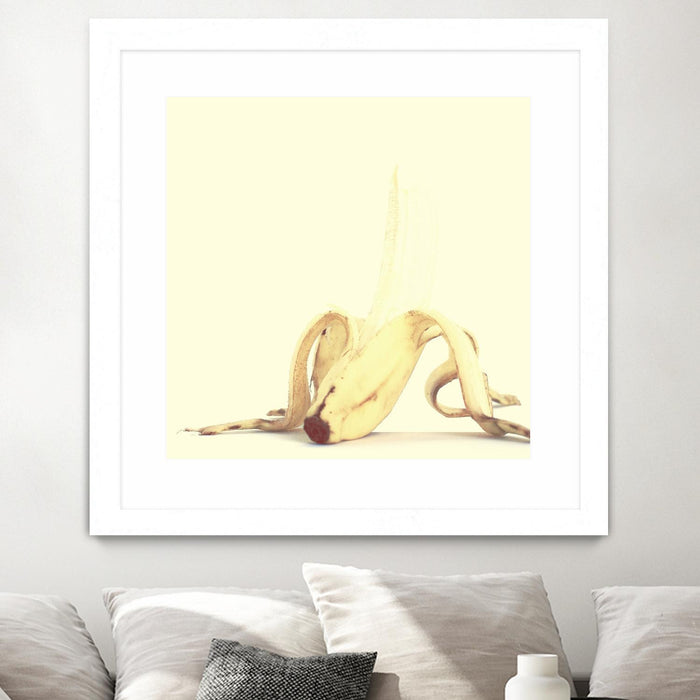 Œuvre d’art murale encadrée blanche et mate « Banada Honey Puff » 30 x 30