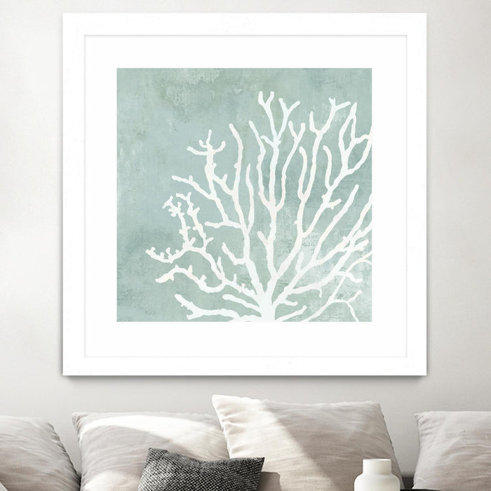 Œuvre d’art murale encadrée blanche et mate « Sea Crown Ii » 30 x 30