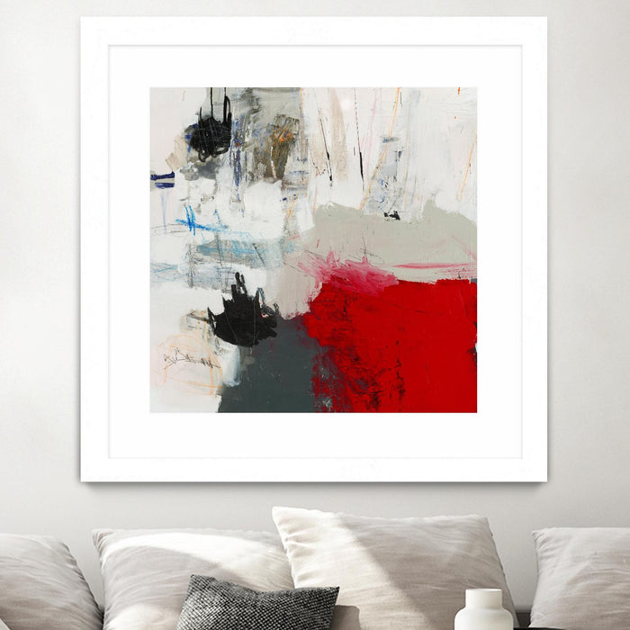 Œuvre d’art murale encadrée blanche et mate « The Mountain Comes To You » 36 x 36