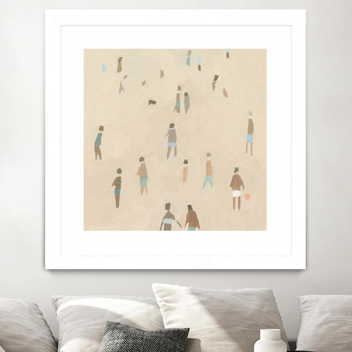Œuvre d’art murale encadrée blanche et mate « Beach Goer Iv » 36 x 36