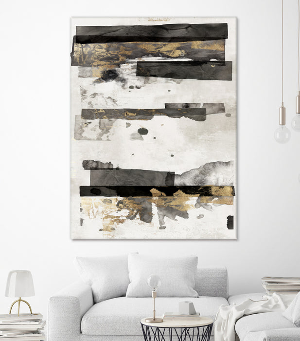 Œuvre d’art murale Giant Art « Gold And Black Ink Ii » 72 x 54