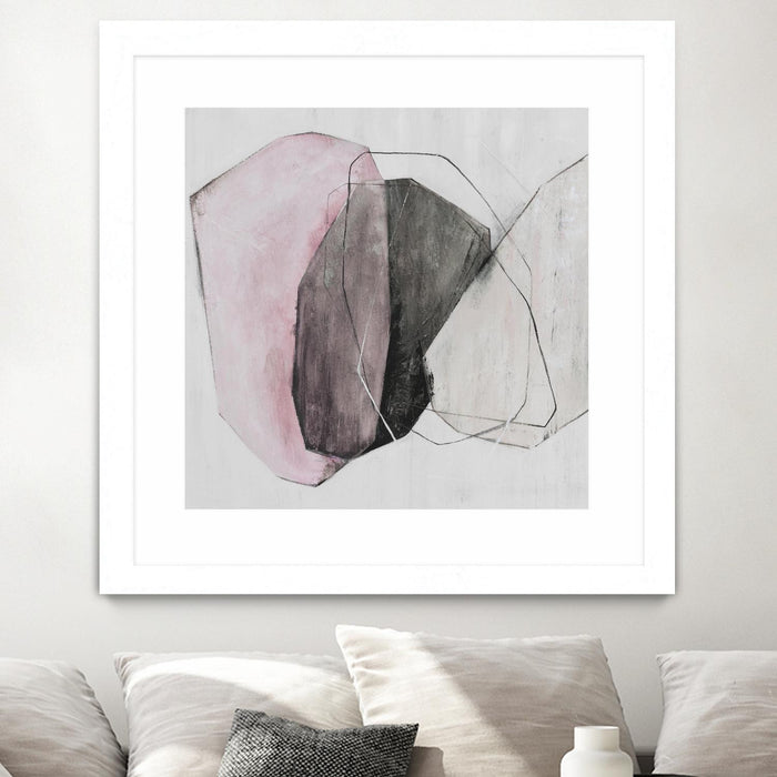 Œuvre d’art murale encadrée blanche et mate « Tickled With Pink » 36 x 36