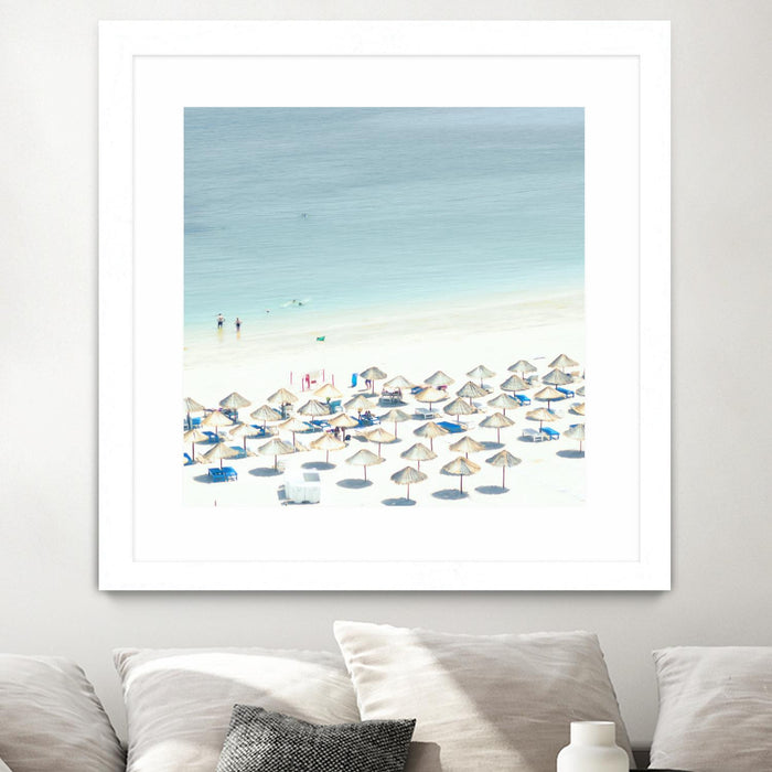 Œuvre d’art murale encadrée blanche et mate « Sesimbra I » 30 x 30