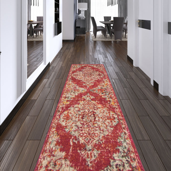 Carpette Raina Vintage rose-rouge - 2 pi 7 pox 10 pi 0 po