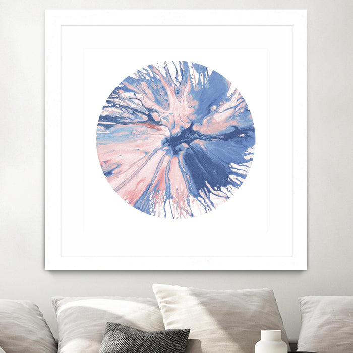 Œuvre d’art murale encadrée blanche et mate « Spin Art 21 » 36 x 36