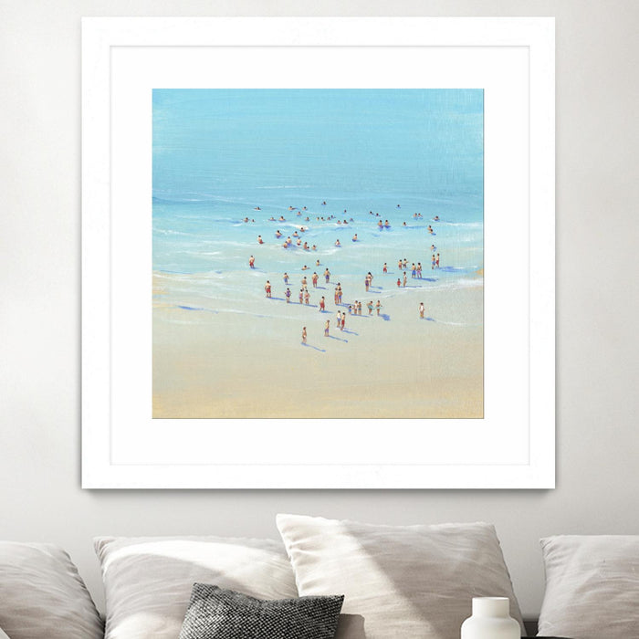 Œuvre d’art murale encadrée blanche et mate « Beach Day Ii » 30 x 30