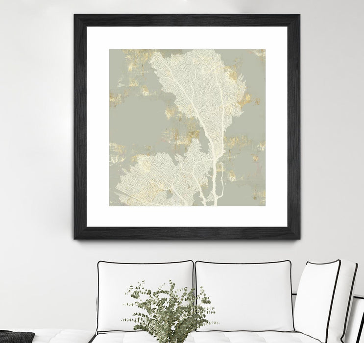 Œuvre d’art murale encadrée noire et mate « Sea Coral Ii » 30 x 30