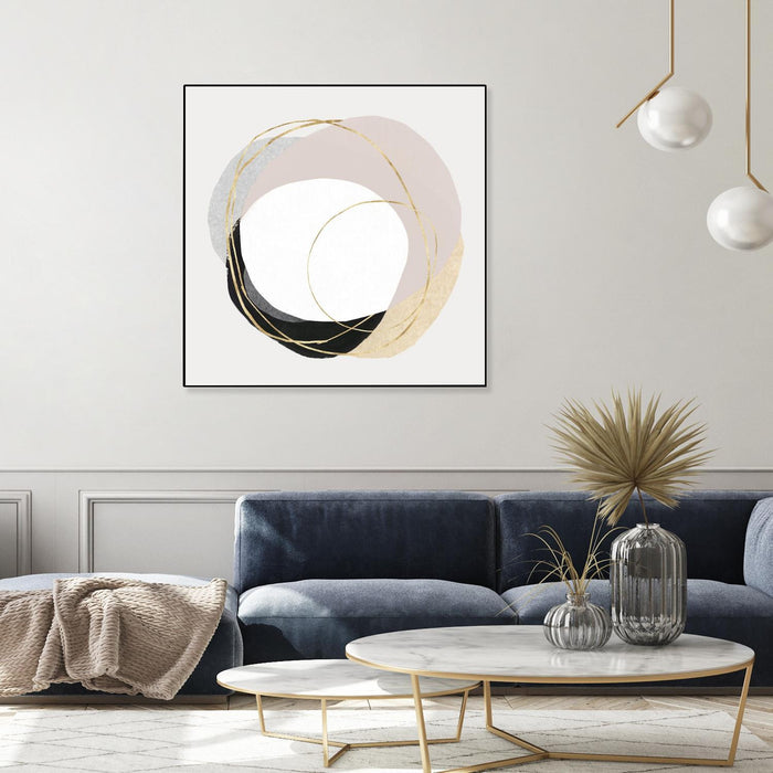 Œuvre d’art murale sur toile encadrée noire « Ring Of Gold Ii » 20 x 20
