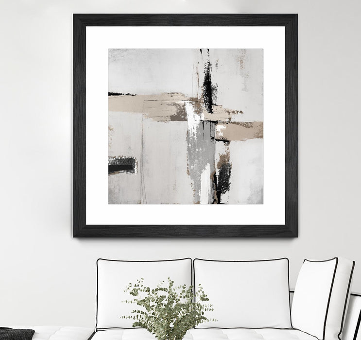 Œuvre d’art murale encadrée noire et mate « Off Edge Ii » 36 x 36