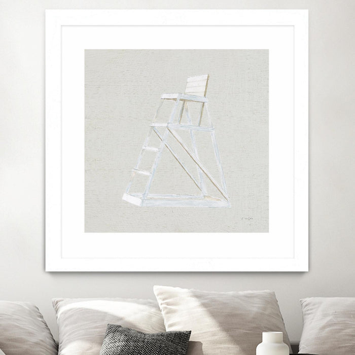 Œuvre d’art murale encadrée blanche et mate « Serene Seaside Ii Tan » 36 x 36