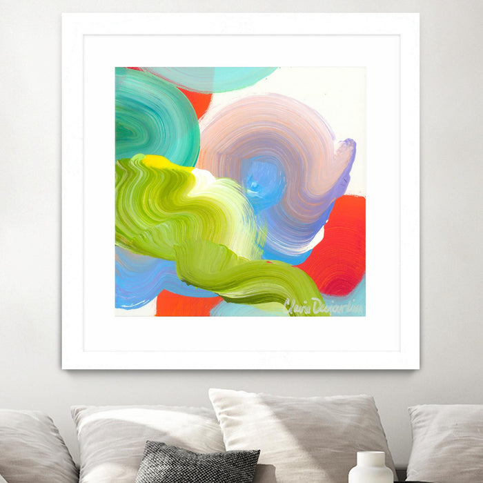 Œuvre d’art murale encadrée blanche et mate « Vav 05 » 30 x 30