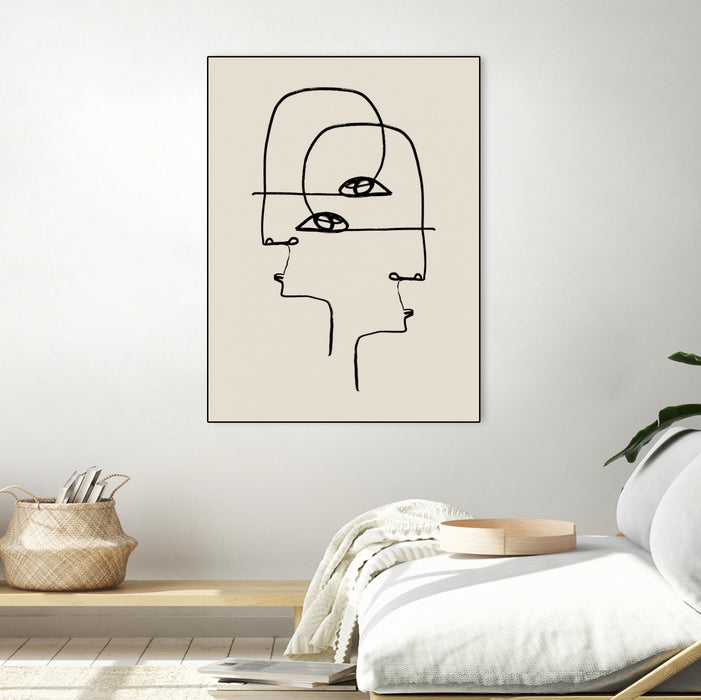 Œuvre d’art murale sur toile encadrée noire « Faces » 18 x 24