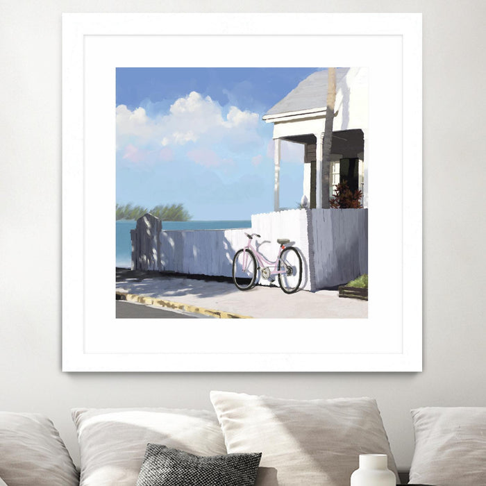 Œuvre d’art murale encadrée blanche et mate « Key West Cabana Ii » 36 x 36