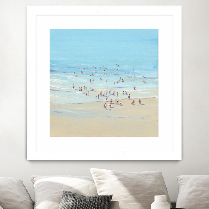 Œuvre d’art murale encadrée blanche et mate « Beach Day I » 36 x 36