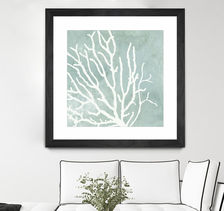 Œuvre d’art murale encadrée noire et mate « Sea Crown I » 30 x 30
