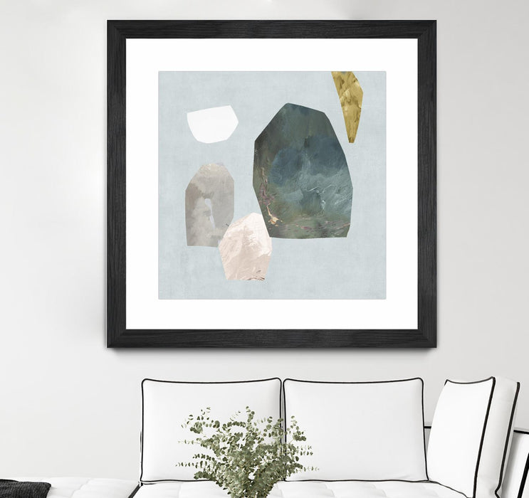 Œuvre d’art murale encadrée noire et mate « Assembly I » 30 x 30