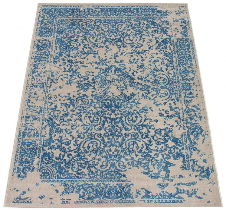 Carpette Corinne bleue 4 pi 7 po x 6 pi 7 po