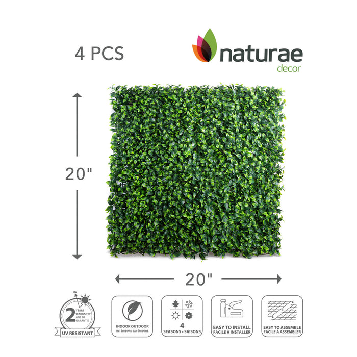 Panneau de feuillage 20 po x 20 po gardénia artificiel 4 pièces