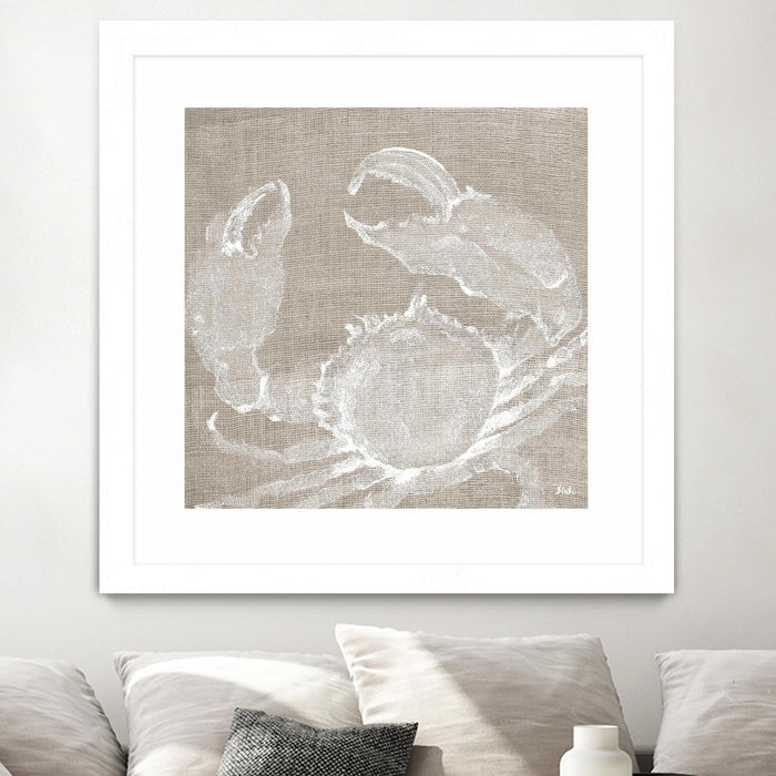 Œuvre d’art murale encadrée blanche et mate « Neutral Surf Side I » 36 x 36