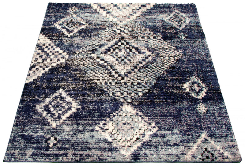 Carpette Makondo Mosaique bleu - 5 pi 3 pox 7 pi 3 po