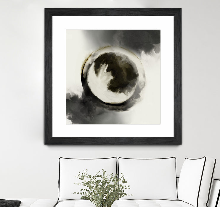 Œuvre d’art murale encadrée noire et mate « Smokey Circumference » 30 x 30
