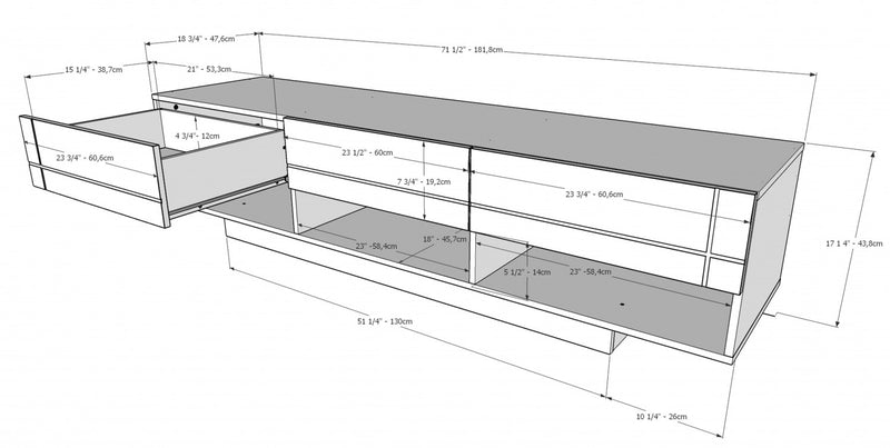 Meuble pour téléviseur Stereo Nordika de 72 po - noir