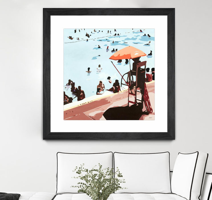Œuvre d’art murale encadrée noire et mate « It's All Going Just Swimmingly » 36 x 36