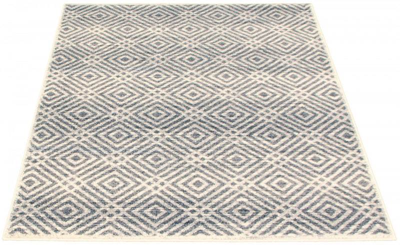 Carpette Electra argent-couleur pétrole - 5 pi 3 pox 7 pi 3 po