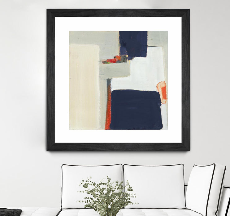 Œuvre d’art murale encadrée noire et mate « Bay Bridge V1 » 30 x 30